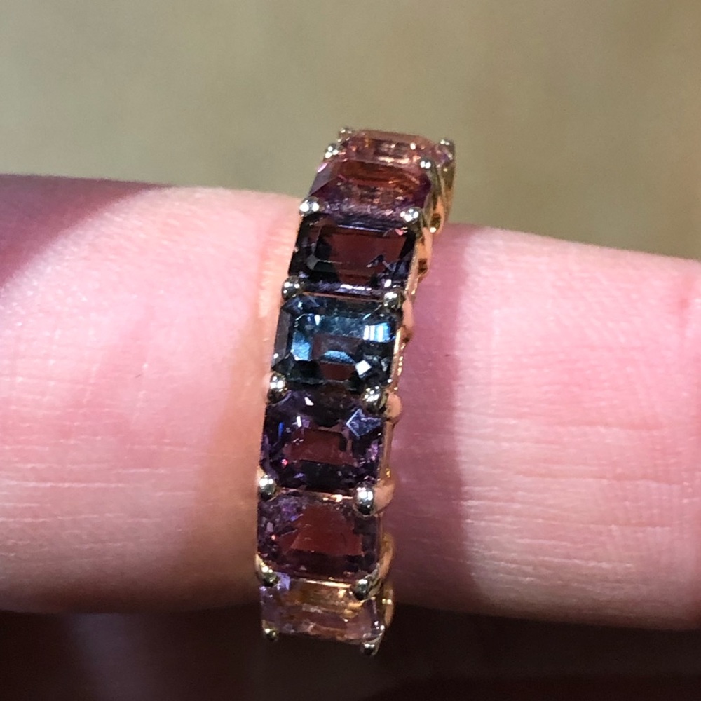 Solid 18k Spinel Emerald Cut Eternity Band Ring
